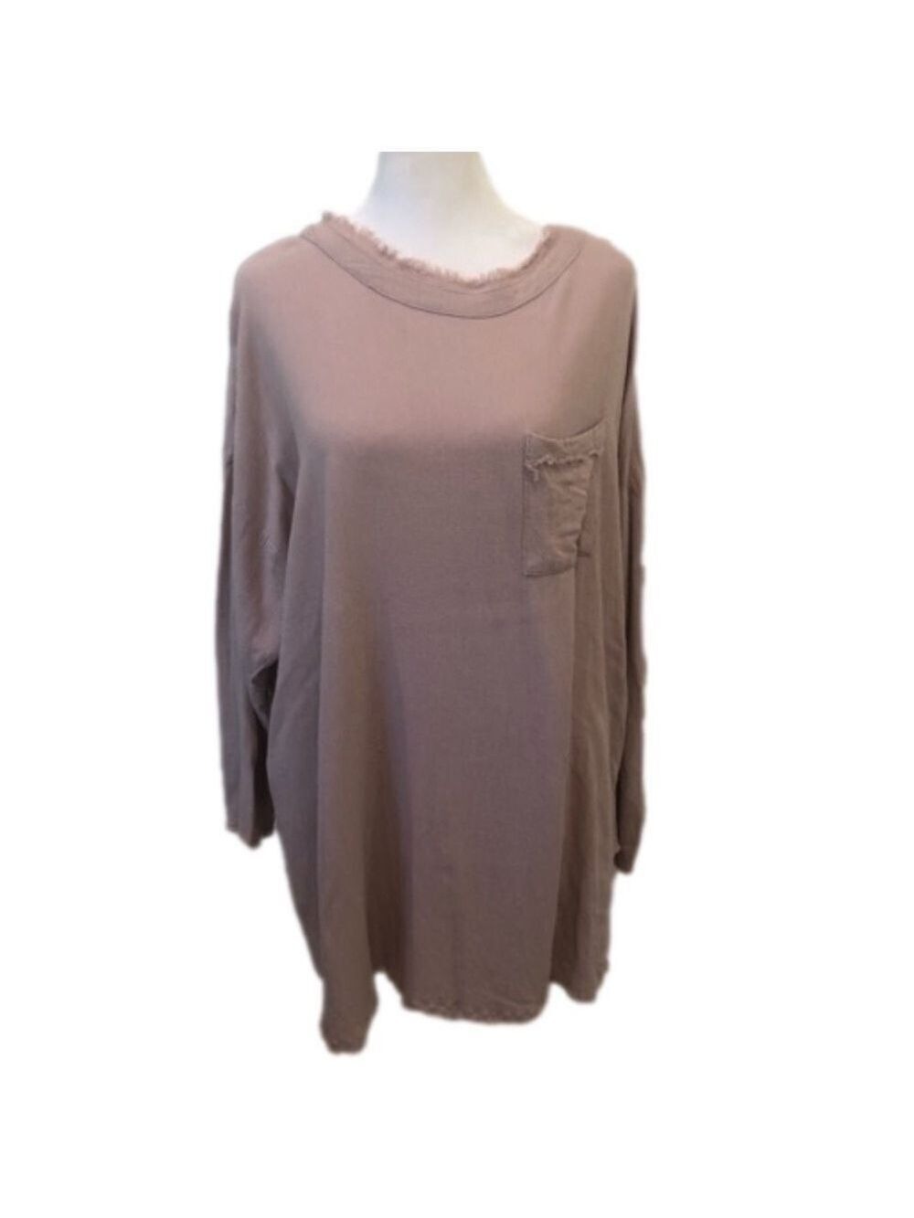 Umgee Size S dress linen blend lagenlook frayed edges oversized casual mini